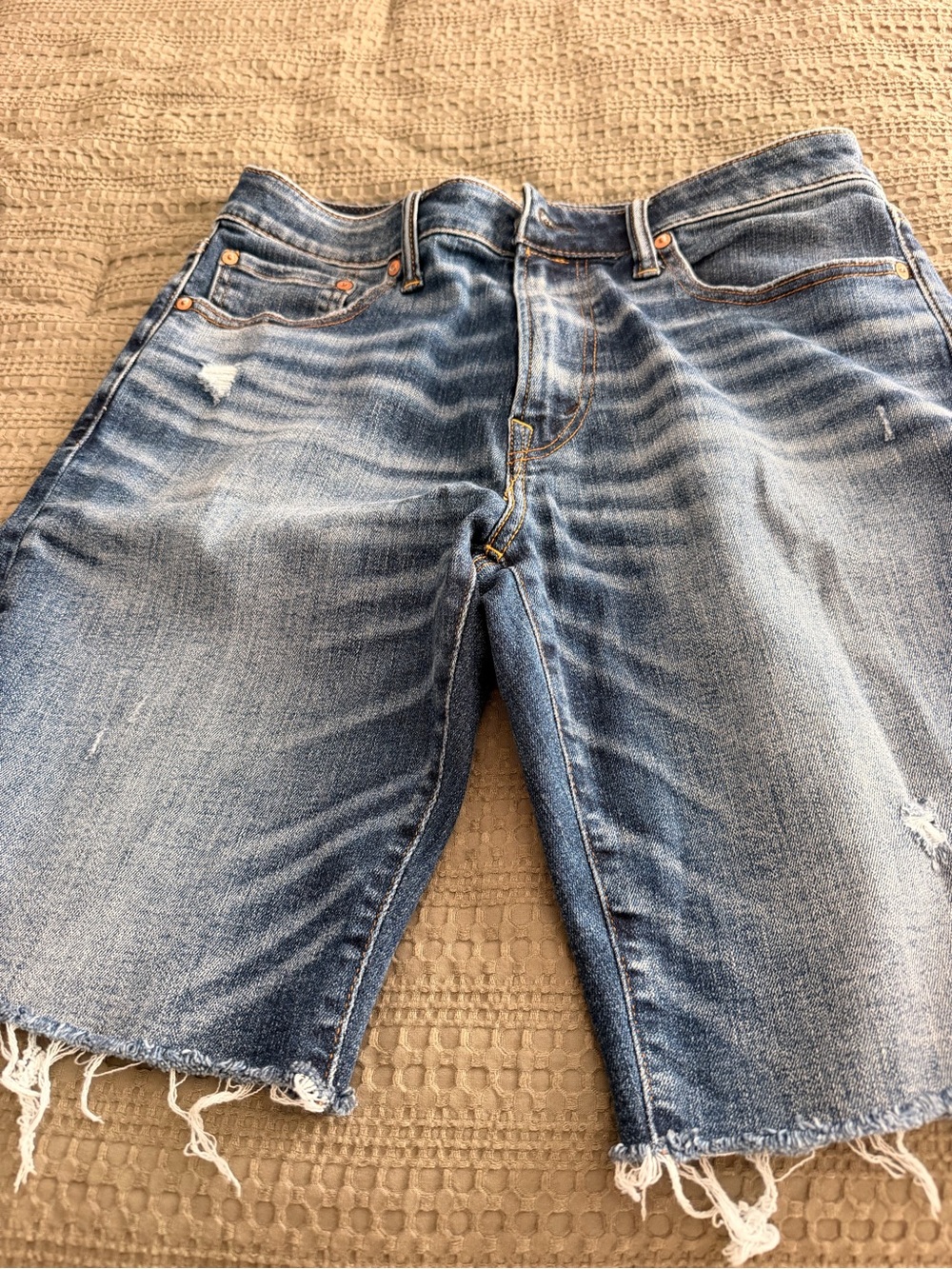 American Eagle Outfitters Distressed Blue Denim Jean Shorts